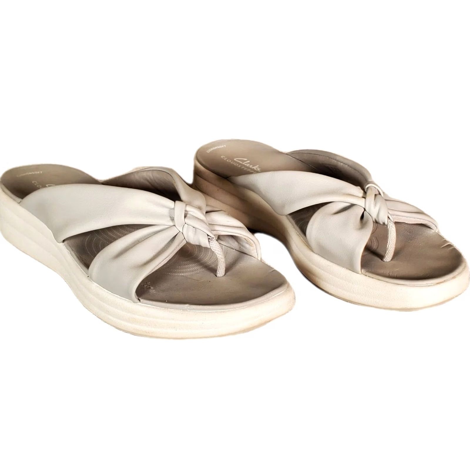 Clarks Clarks Cloudsteppers Drift Ave Sandals Cushion Soft Toe Post Women US 9.5 Slip On Wedge Gray Size US 7 / IT 37 - 2 Thumbnail