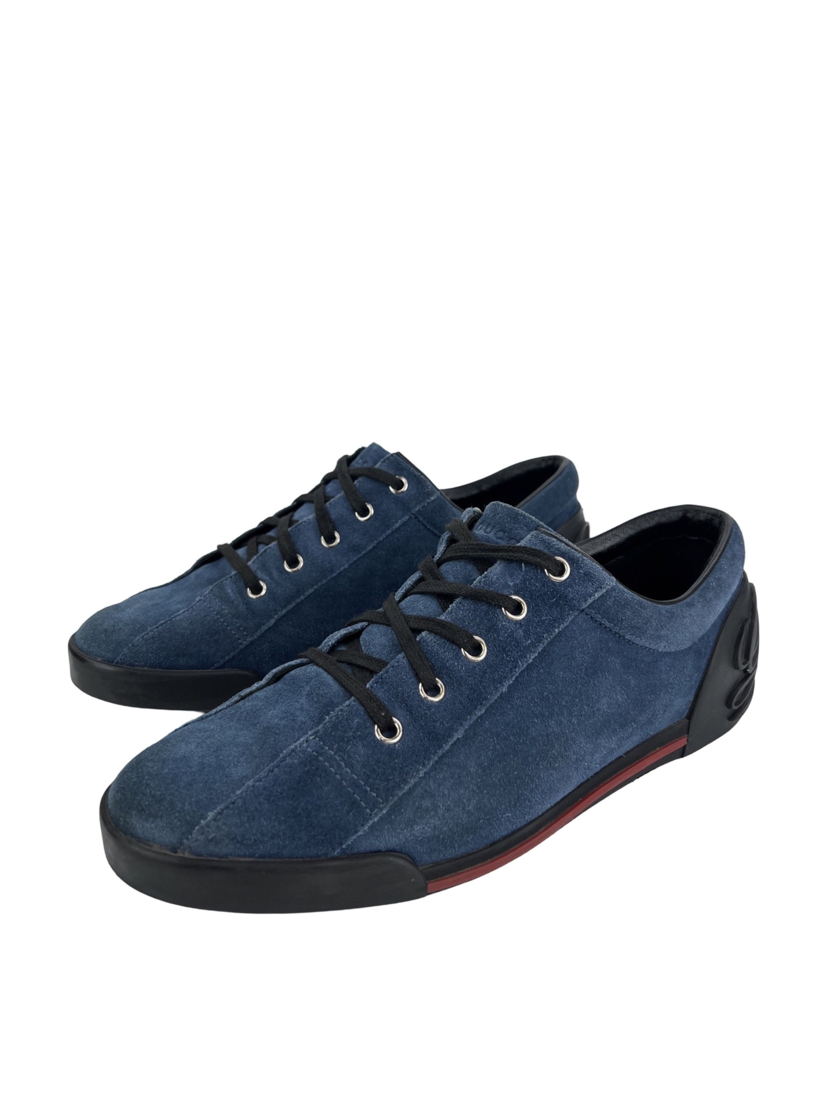 Gucci Vintage Gucci Navy Suede Low Top Sneakers GG Logo Size US 8 / EU 41 - 2 Thumbnail