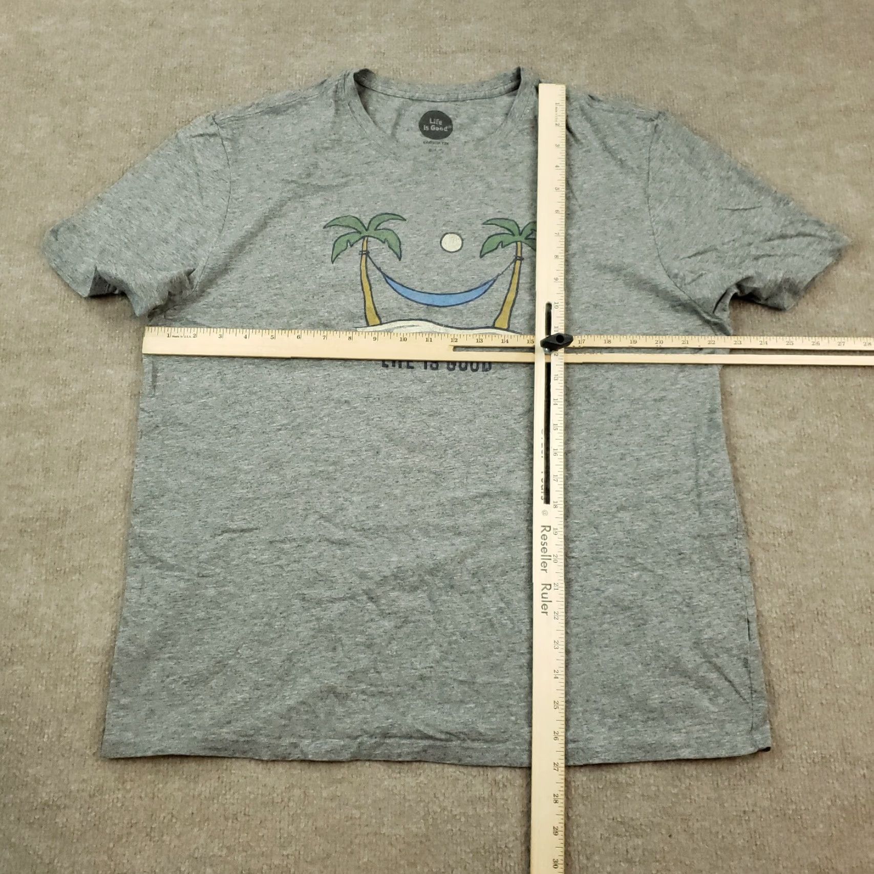 Life is Good Life Is Good Mens Large Gray Palm Tree Short Sleeve Crew Neck Tee Size US L / EU 52-54 / 3 - 2 Thumbnail