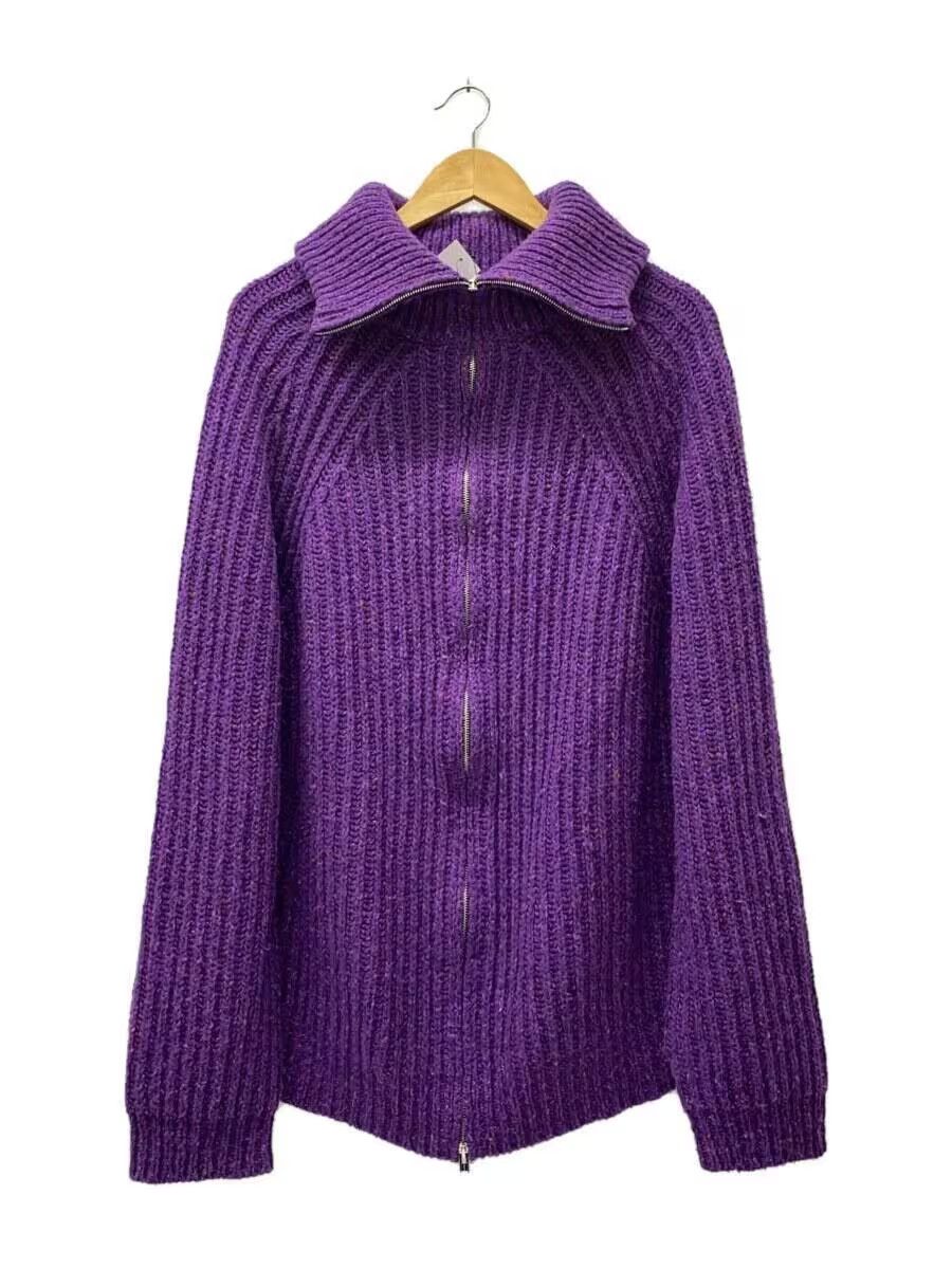 image of Marni Ribbed Raglan Full Zip Zip Knit Cardigan in Purple, Men's (Size Medium)