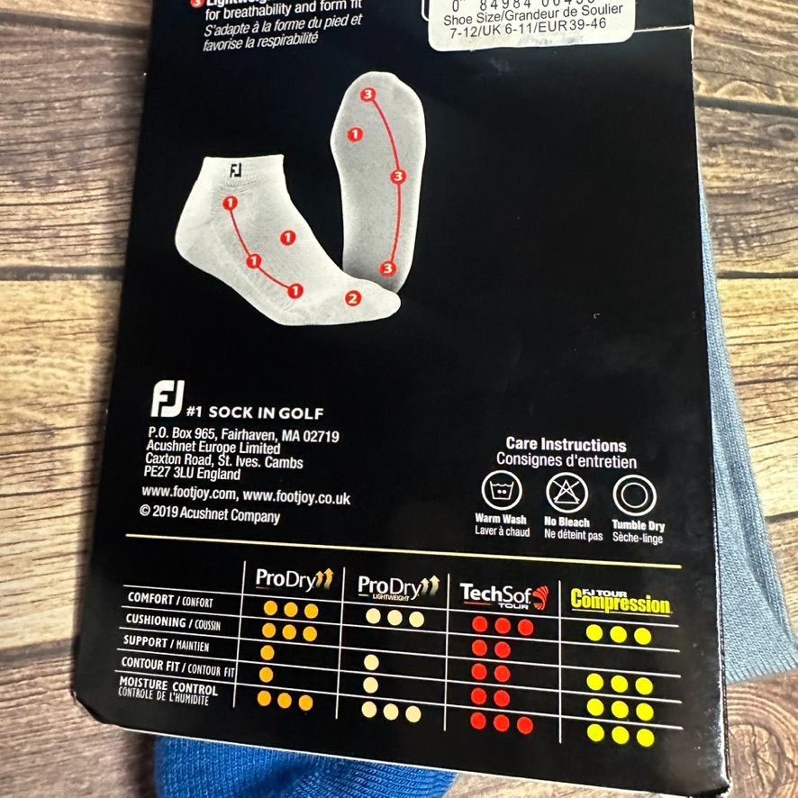 Footjoy FootJoy Men's ProDry Lightweight Crew Golf Socks 1 Pair NWT Size ONE SIZE - 8 Thumbnail
