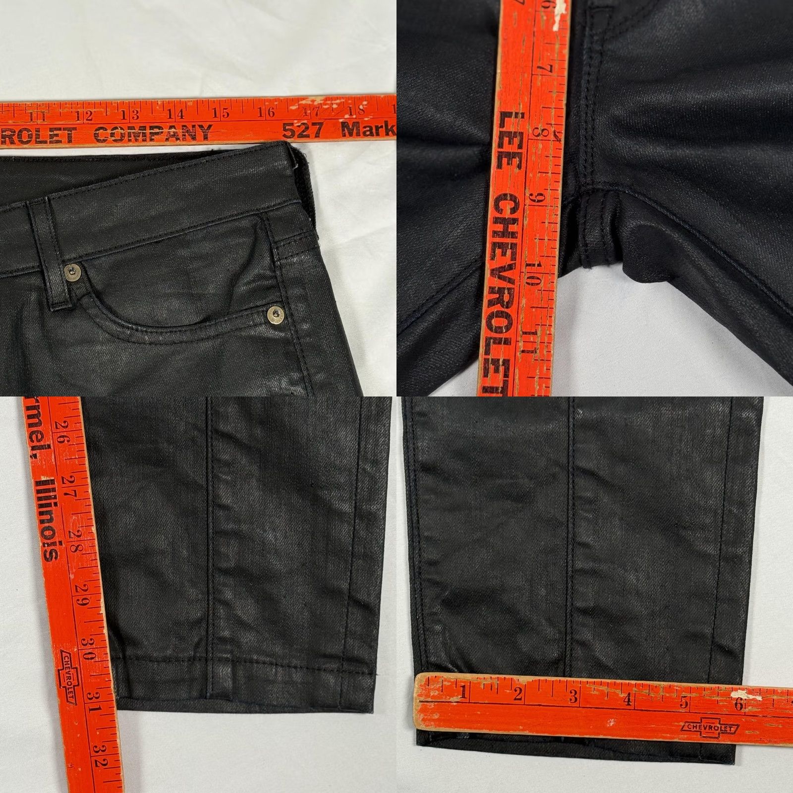 Denime Rich & Skinny Jeans 30 Black Coated Skinny Moto Stretch Denim Biker Goth USA Womens Size 30" / US 8 / IT 44 - 9 Thumbnail