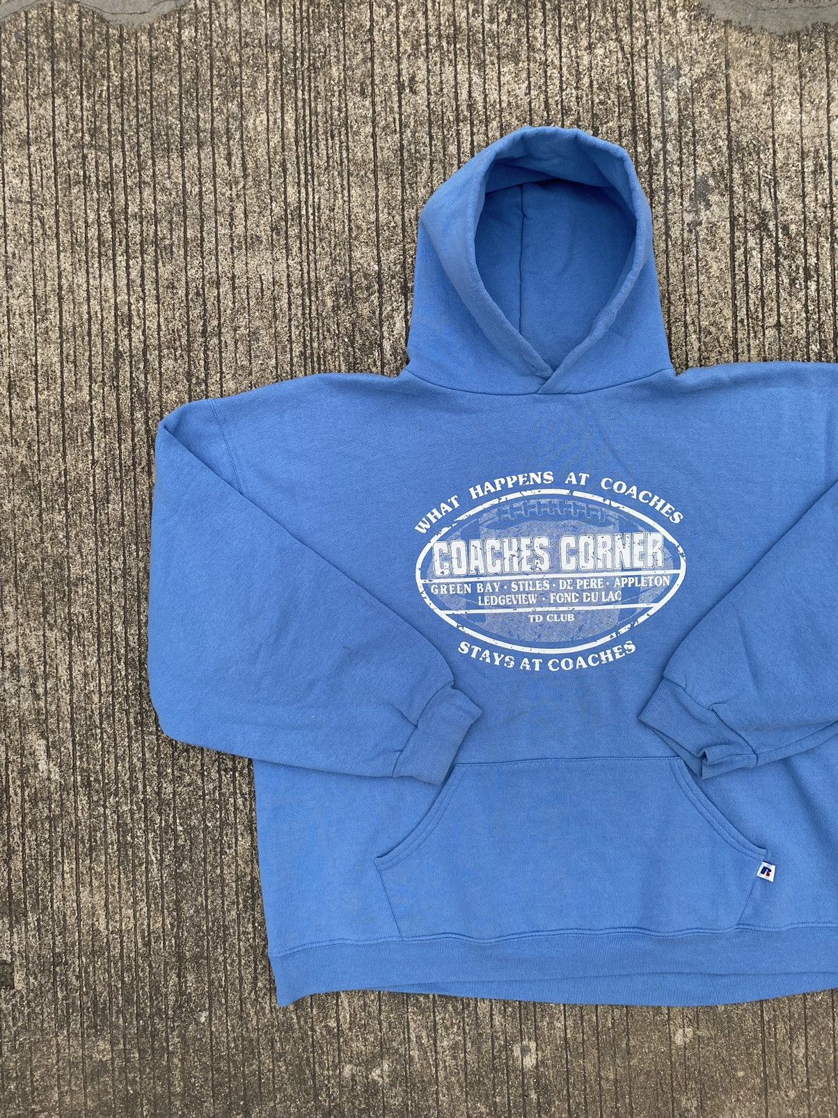Russell Athletic × Vintage VTG Baby Blue Russell Athletic Hoodie (XL) Size US XL / EU 56 / 4 - 3 Thumbnail