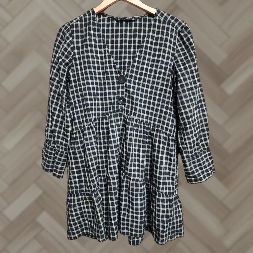 Zara ZARA Black Gingham Check Dress Womens Medium M Short Dress Mini Colorful Multicolor 90s Theme Dress Length Short Womens Size M / US 6-8 / IT 42-44 - 1 Thumbnail