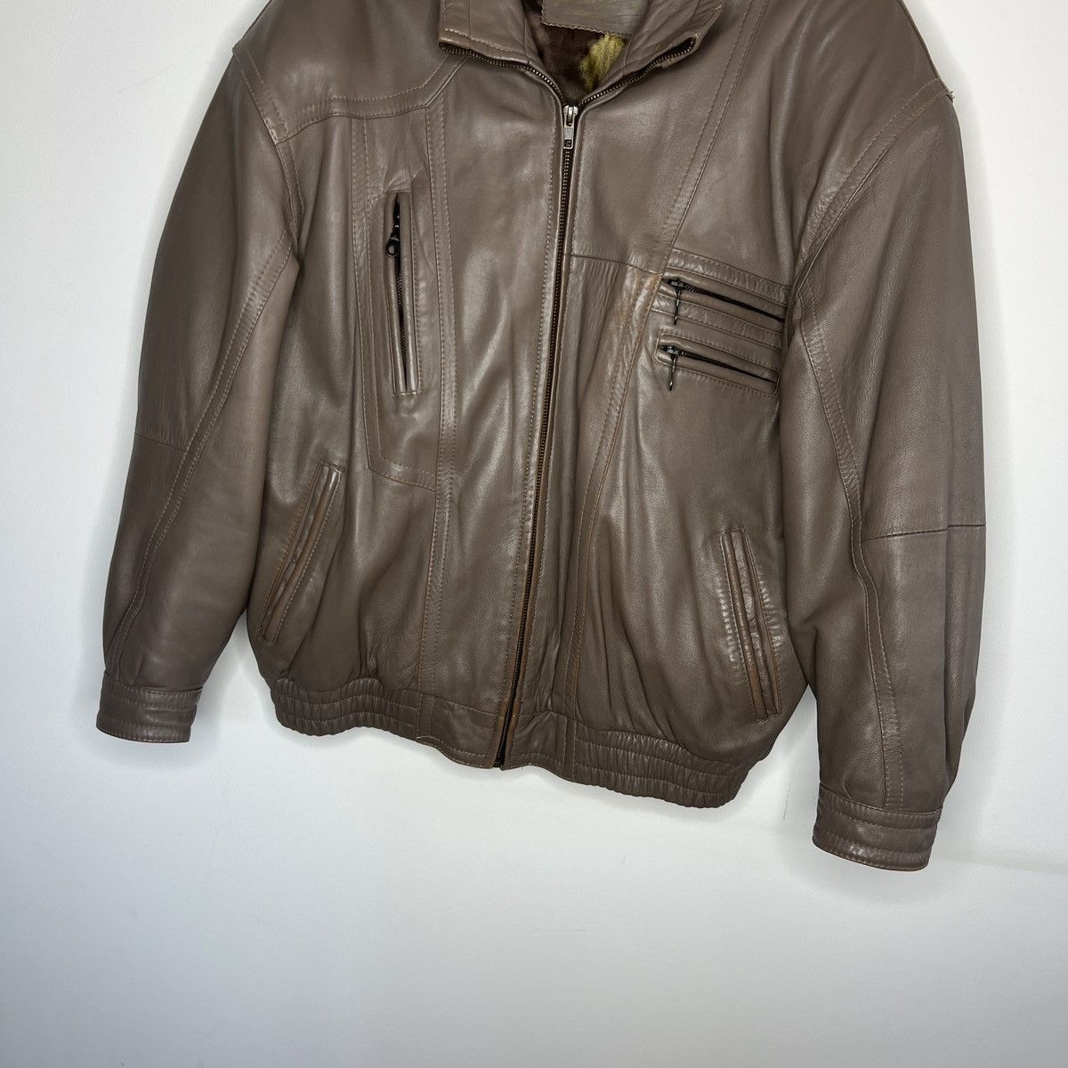 Leather × Vintage Vintage Brown Leather Motor Biker Jacket Trucker Genuine Size US L / EU 52-54 / 3 - 5 Thumbnail