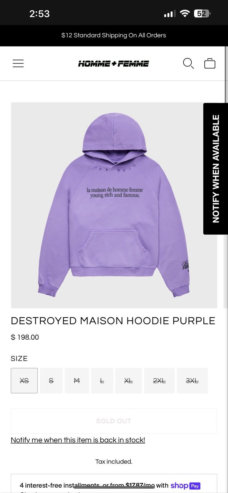 Homme + Femme La Homme+femme Purple La Maison Hoodie Size US M / EU 48-50 / 2 - 2 Thumbnail