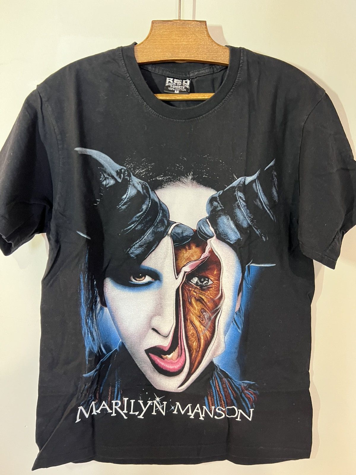 Band Tees Vintage marilyn manson face rip shirt Size US L / EU 52-54 / 3 - 1 Thumbnail