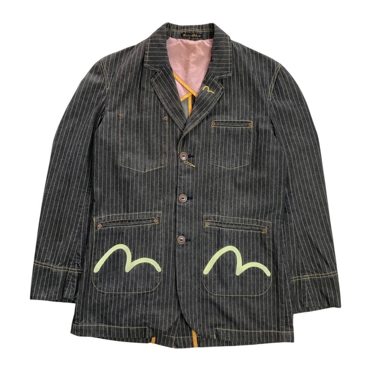 EVISU DELUXE STRIPED DENIM BLAZER