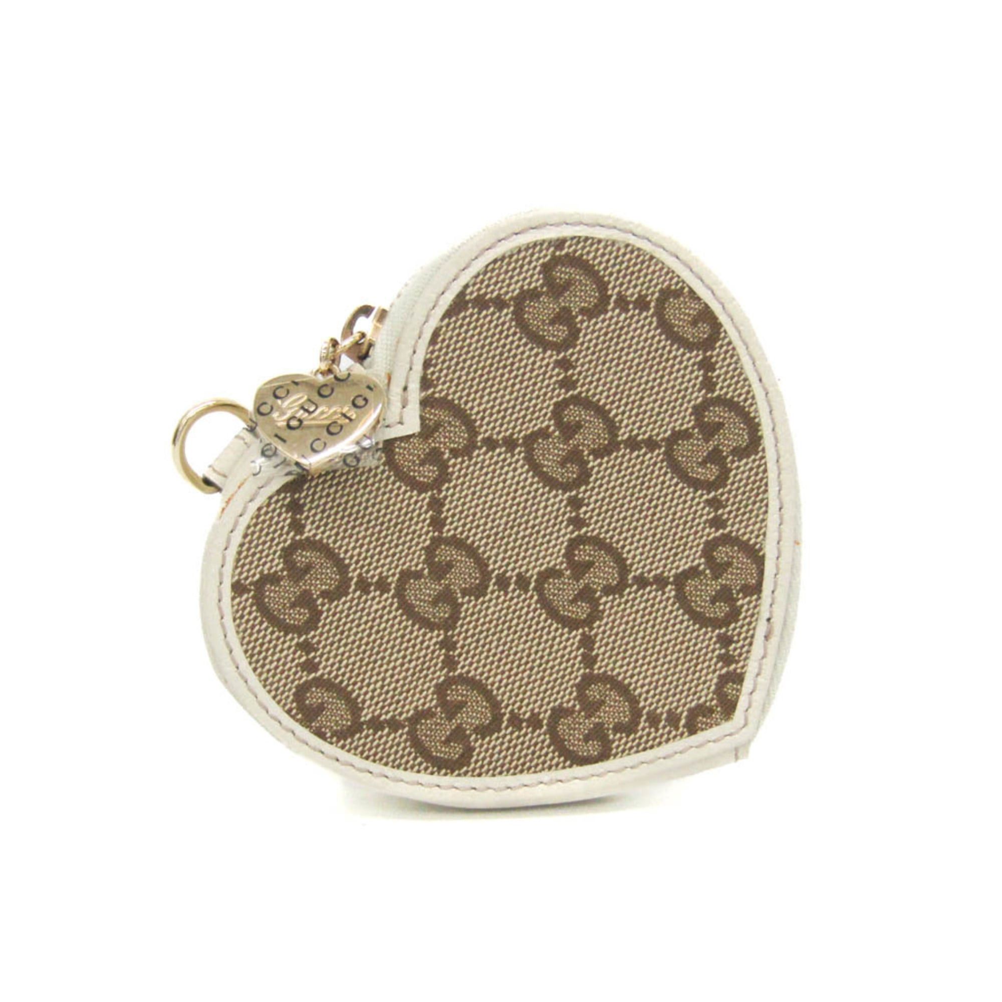 Gucci Gucci Heart Motif 152615 Women's GG Canvas,Leather Coin Purse/coin Case Beige,Off-white Size ONE SIZE - 1 Thumbnail