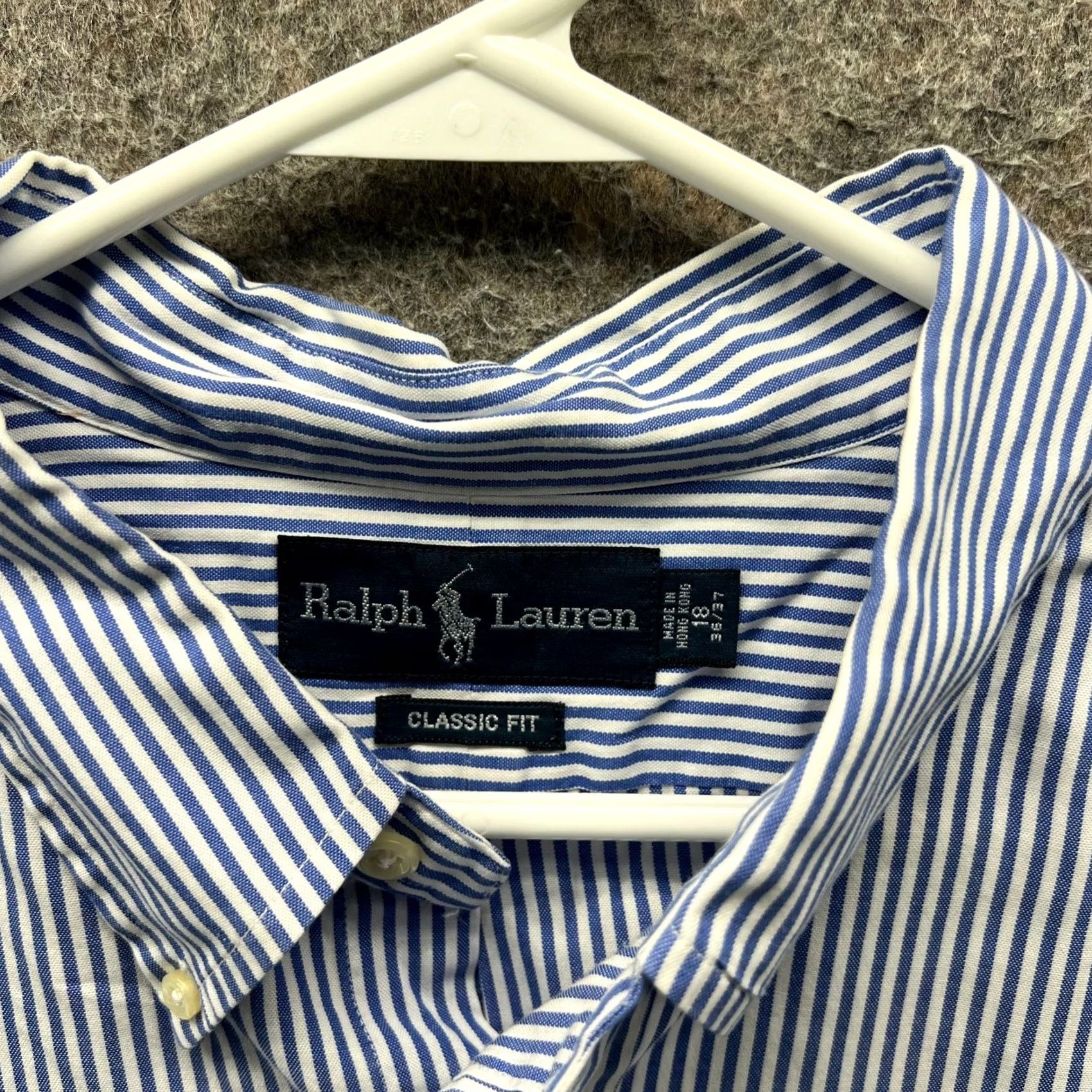 Polo Ralph Lauren VINTAGE Polo Ralph Lauren Shirt Mens 18 Blue Button Down OCBD Striped Classic Fit Casual Formal 56in Chest Men Shadows of Time Size US XXL / EU 58 / 5 - 3 Thumbnail