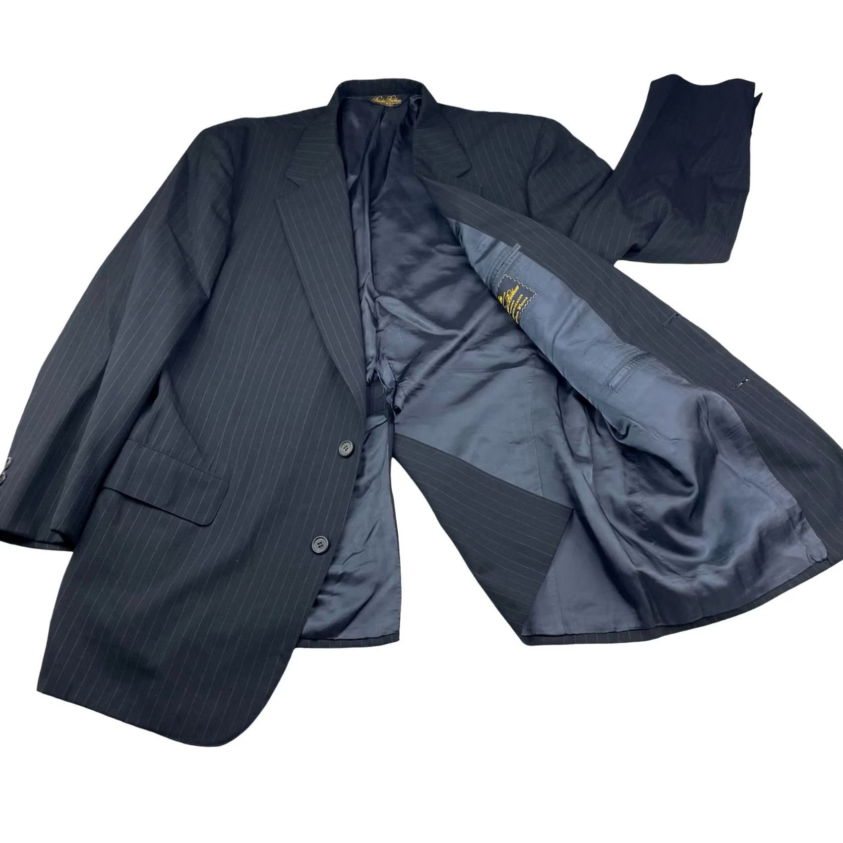 Brooks Brothers Brooks Brothers Golden Fleece Blazer Navy Stripe USA 2-Button Wool 44R Men's Size 44R - 3 Thumbnail