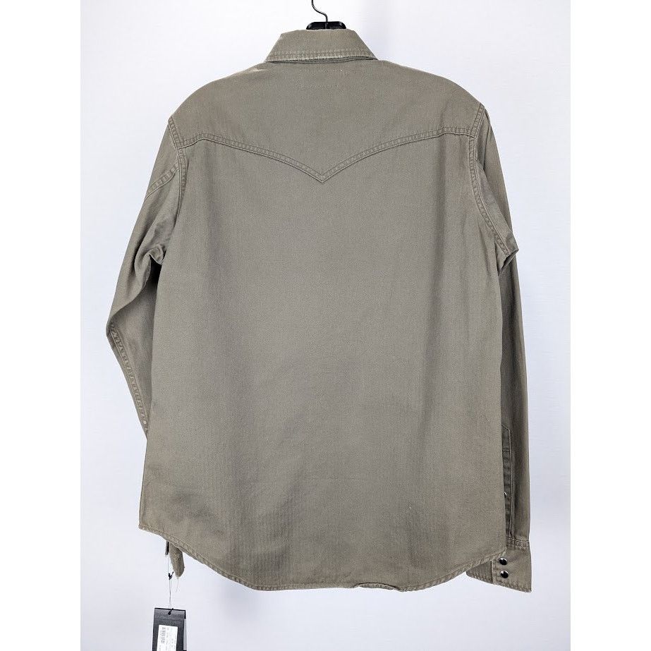 Saint Laurent Paris o1rshd1 Classic Western Shirt in Khaki Stonewash Size US M / EU 48-50 / 2 - 11 Thumbnail