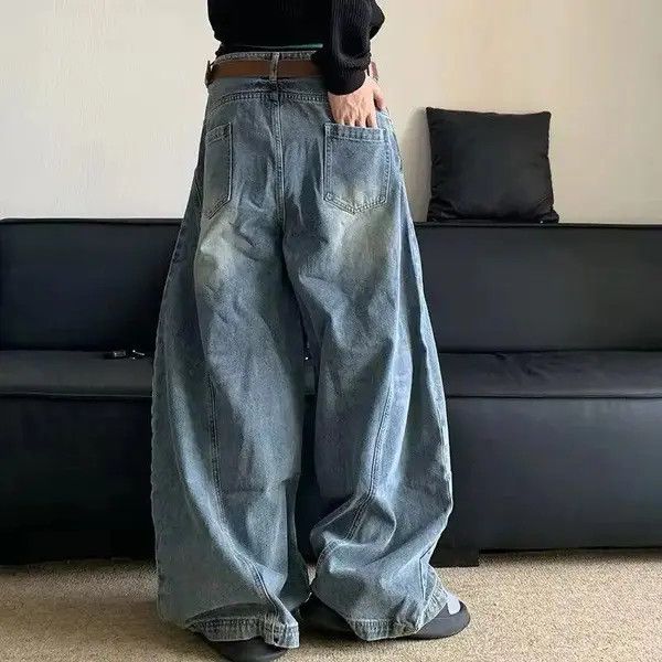 Jean Kimijima x Kato Baggy Washed Wide Leg Flare Denim Jeans Size US 32 / EU 48 - 2 Thumbnail