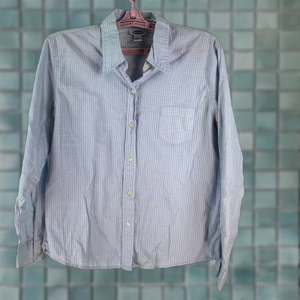 Old Navy Old Navy Womens Long Sleeve Button Down Blue Striped Top Blouse Shirt Size L Size L / US 10 / IT 46 - 1 Thumbnail