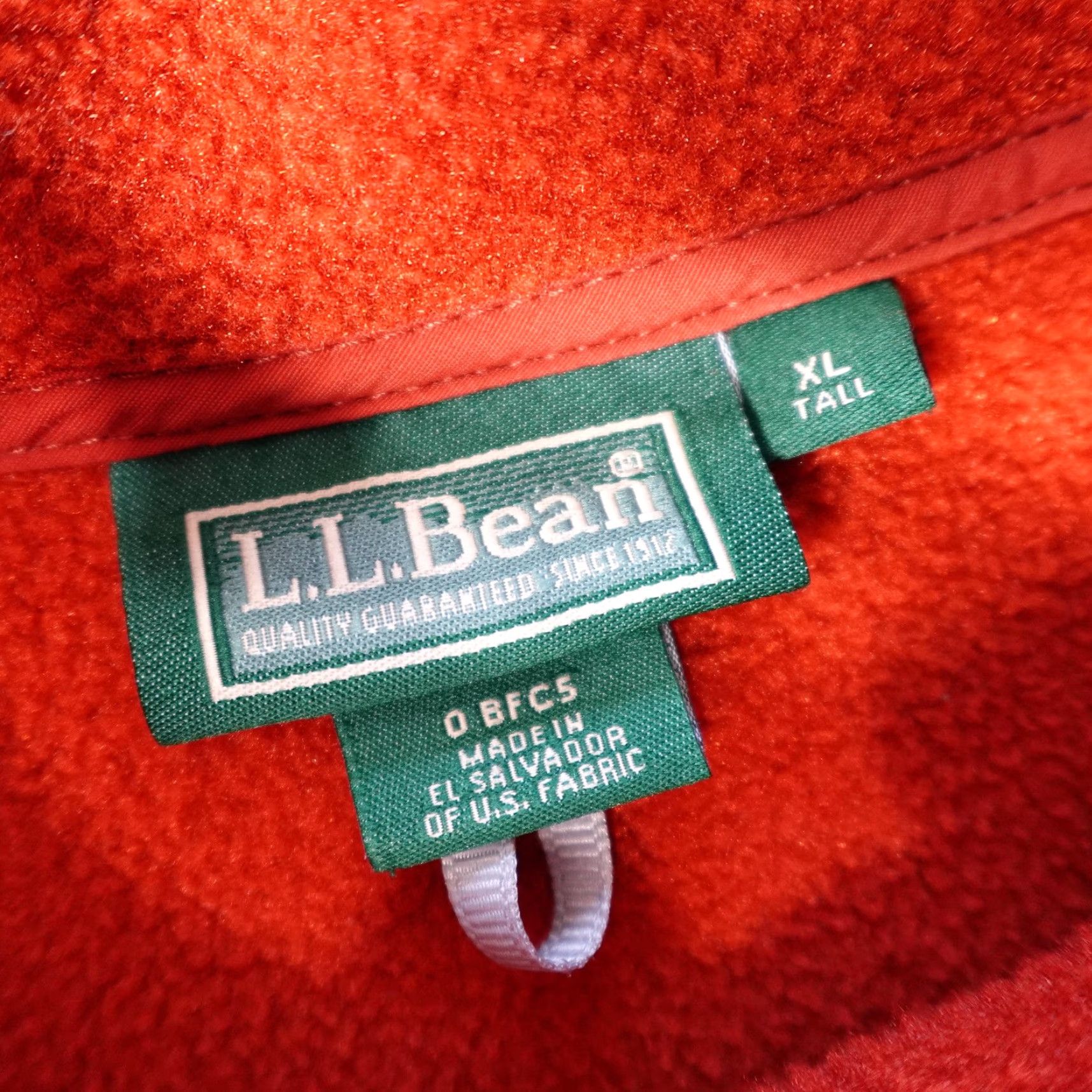LL Bean Jacket Polartec Fleece Burnt Orange Snap Outdoor XL Tall Mens