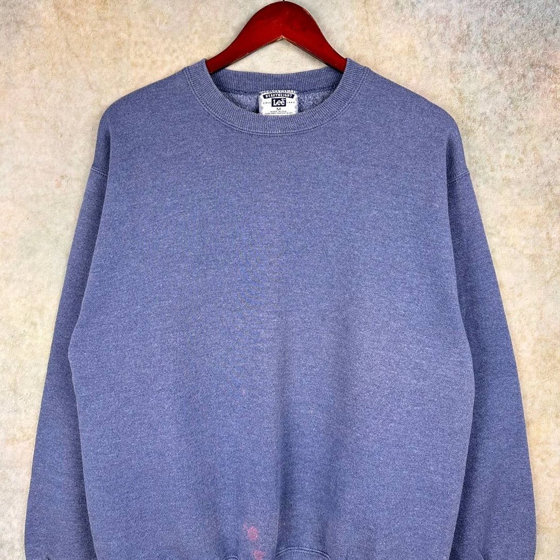 Lee × Vintage Vintage 90s Lee Heavyweight Sweatshirt Sz M Crewneck Blue Size US M / EU 48-50 / 2 - 2 Thumbnail