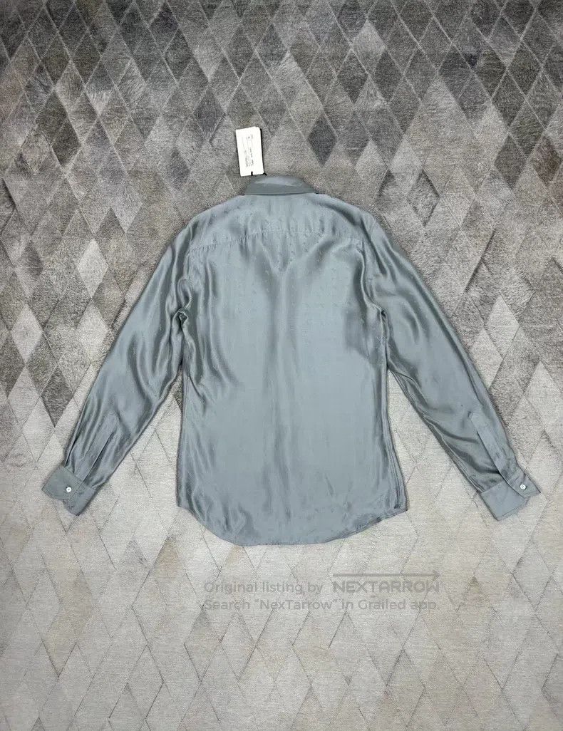 Fendi Fendi size 38 Space Grey Silk Shirt with Full Logo Embroide Size US XXS / EU 40 - 4 Thumbnail