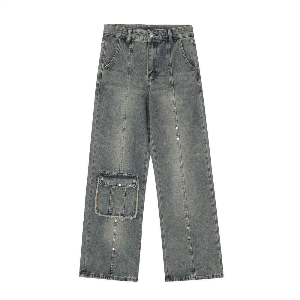 Japanese Brand × Jean Street Washed Distressed Rivet Raw Pocket Cargo Jeans Size US 32 / EU 48 - 1 Thumbnail