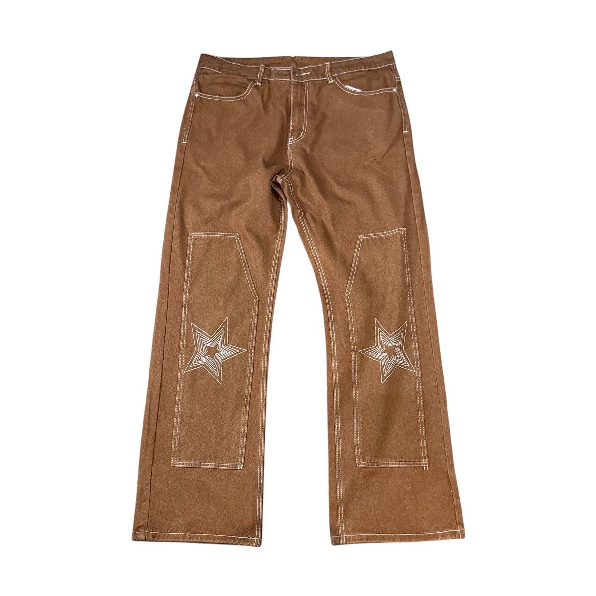 Japanese Brand Vintage Y2K Loose Fit Embroidered Double Knee Pants Size US 38 / EU 54 - 3 Thumbnail