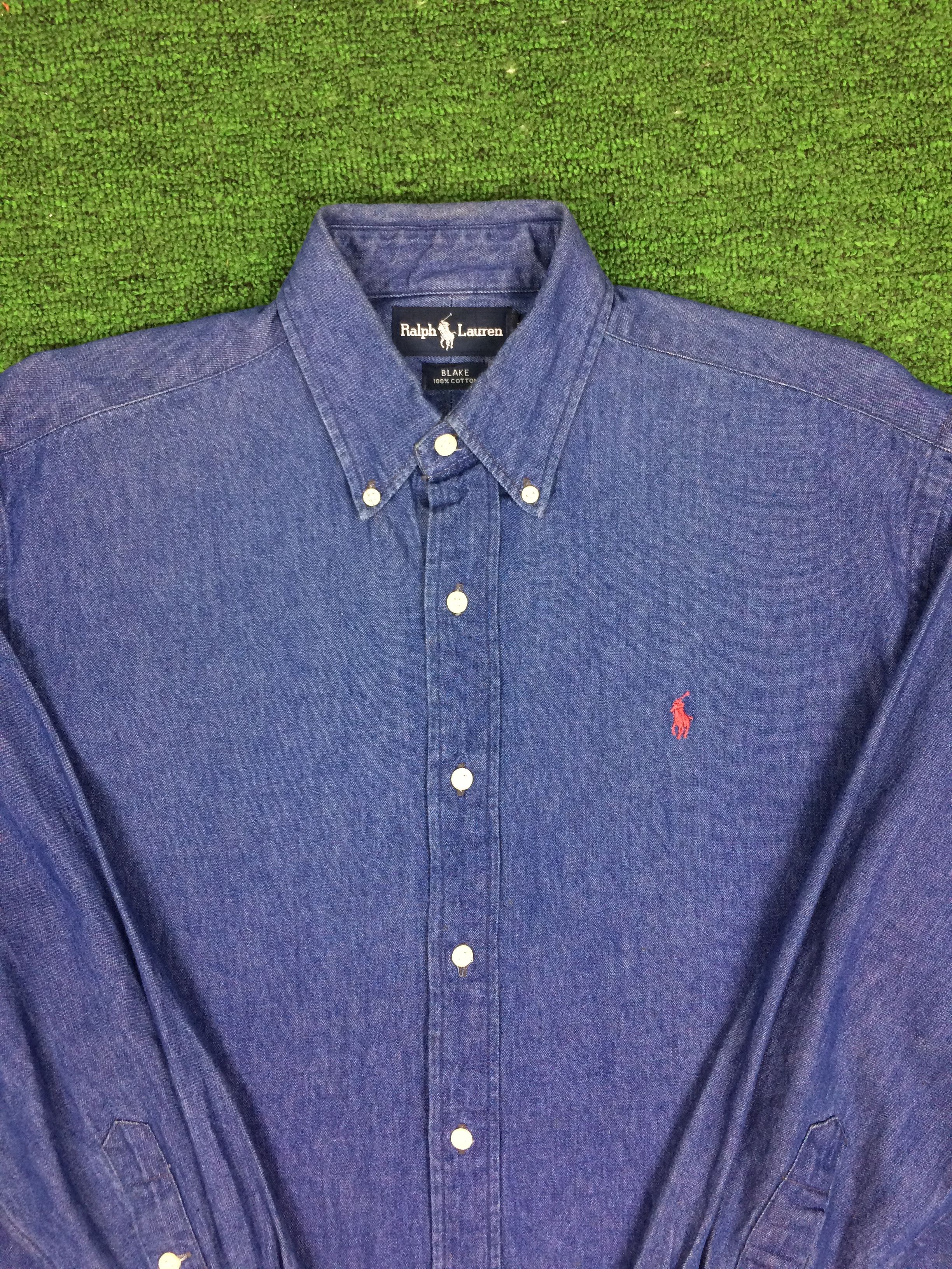 Polo Ralph Lauren × Vintage G15 POLO RALPH LAUREN DENIM WORK SHIRT BLAKE COTTON Size US L / EU 52-54 / 3 - 2 Thumbnail