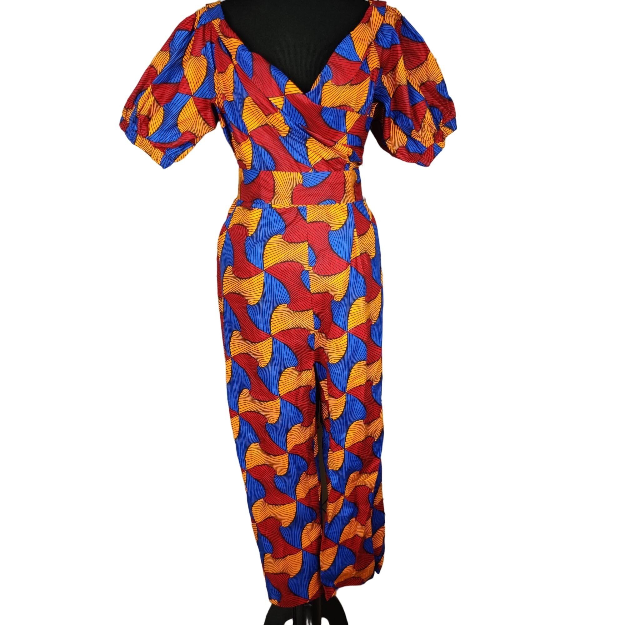 Other L'aviye Off Shoulder Ankara Jumpsuit L Multicolor African Co Size L / US 10 / IT 46 - 6 Thumbnail