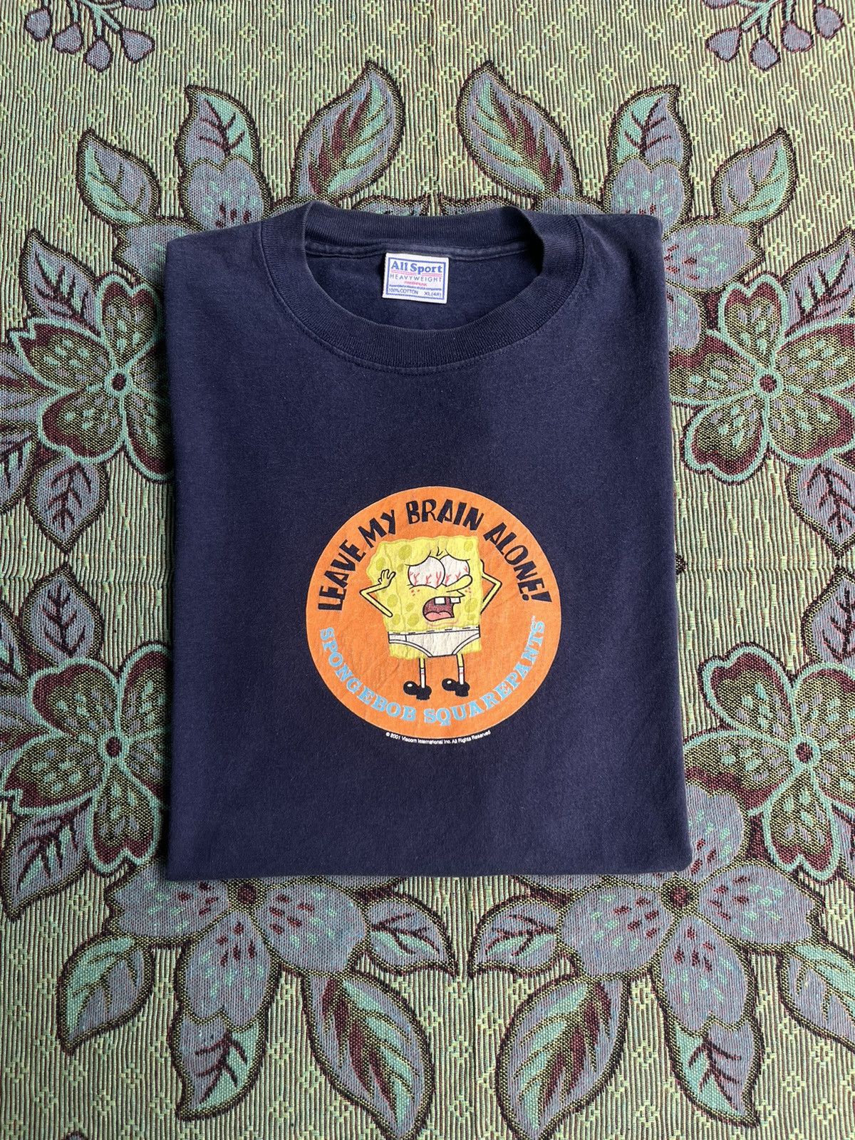 Vintage Vintage SPONGEBOB Leave My Brain Alone! 2001’s T-shirt Size US XL / EU 56 / 4 - 1 Thumbnail