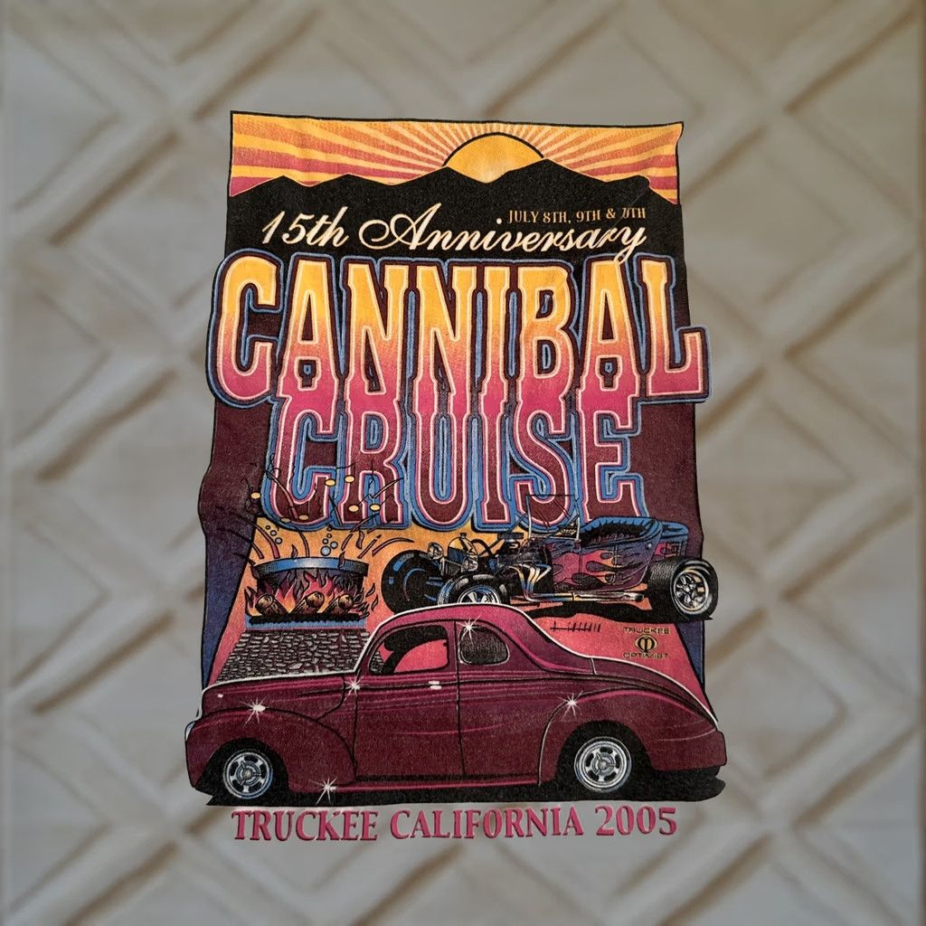 Vintage VINTAGE Hot rod Car Show T Shirt Cannibal Cruise 2005 Truckee California XL White Mens/Boys? Size US XL / EU 56 / 4 - 1 Thumbnail