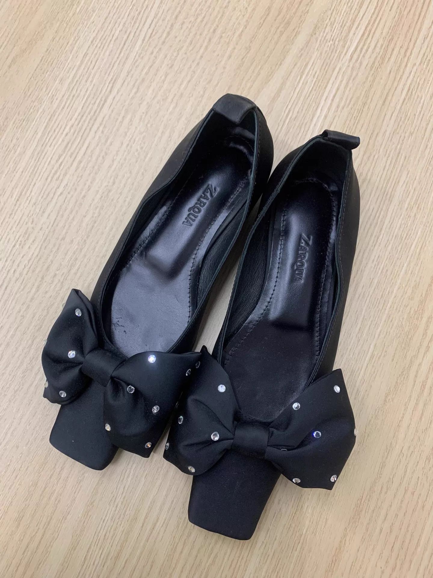 Other Zarqua Black Rhinestone Bow Flats Size 37 New Size US 6.5 / IT 36.5 - 1 Thumbnail