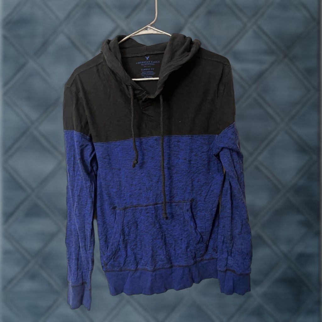 Vintage American Eagle Hoodie Mens Small Blue Black Classic Fit Pullover Sweatshirt Size US S / EU 44-46 / 1 - 1 Thumbnail