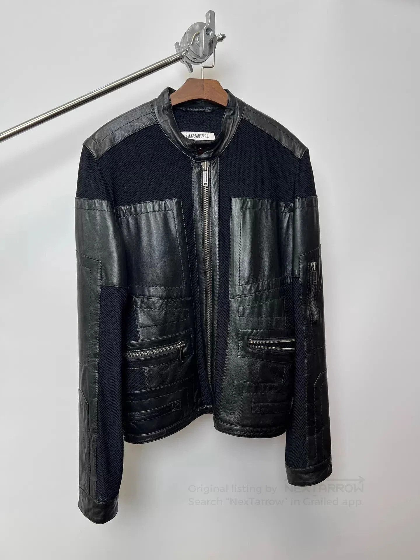 Dirk Bikkembergs Black Leather and Mesh Zip-Up Jacket. Size US M / EU 48-50 / 2 - 2 Thumbnail