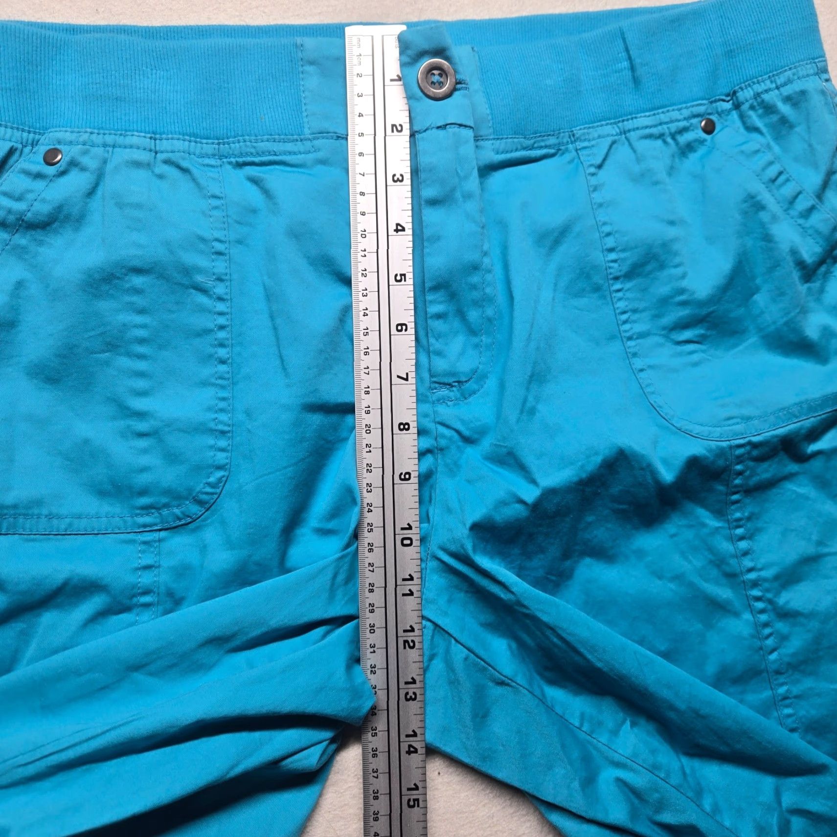 Vintage Kim Rogers Bermuda Pants Solid Turquoise Stretch Adult Women Size 18 Womens Plus 18 Turquoise Bermuda Pants 90s? Size 40" / US 18 - 7 Thumbnail