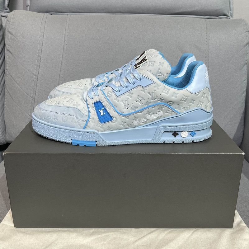 Louis Vuitton Louis Vuitton Trainer Blue Low-Top Sneakers for Men -2508 Size US 8.5 / EU 41-42 - 1 Thumbnail