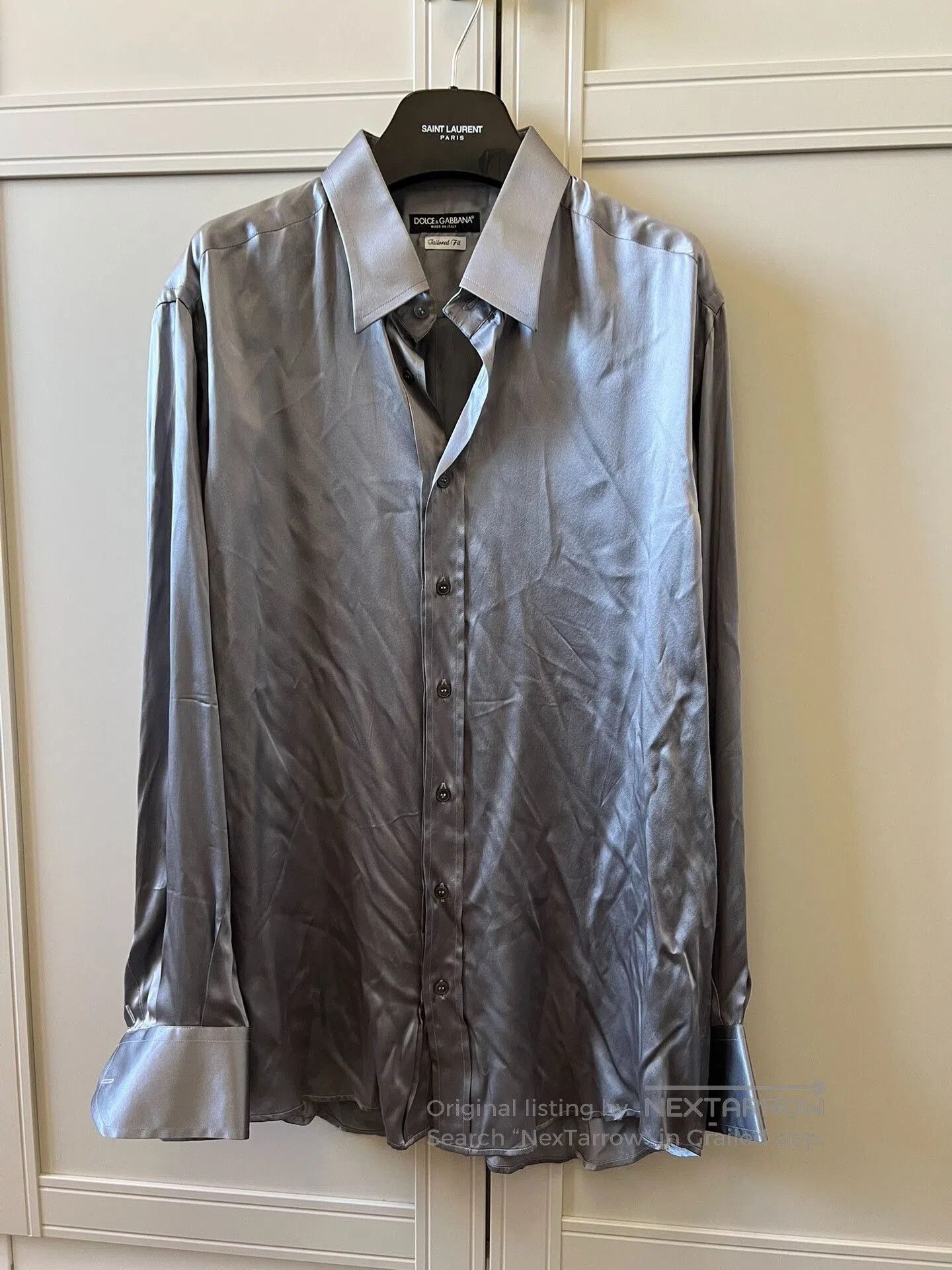 Japanese Brand Men's Gray Silk Long Sleeve Shirt. Size US S / EU 44-46 / 1 - 1 Thumbnail