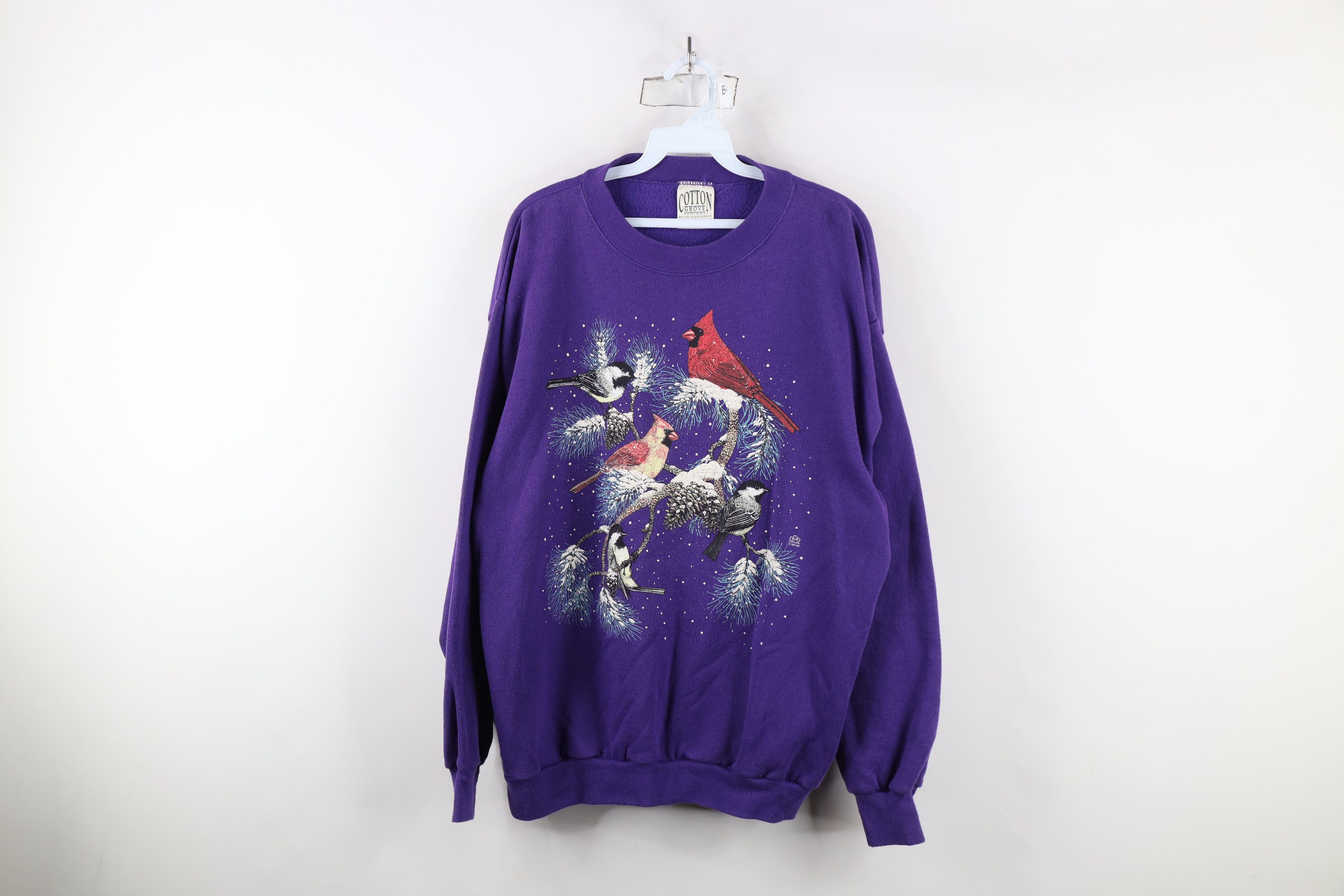 Vintage Vintage 90s Streetwear Snow Birds Sweatshirt Purple USA Size L / US 10 / IT 46 - 1 Thumbnail