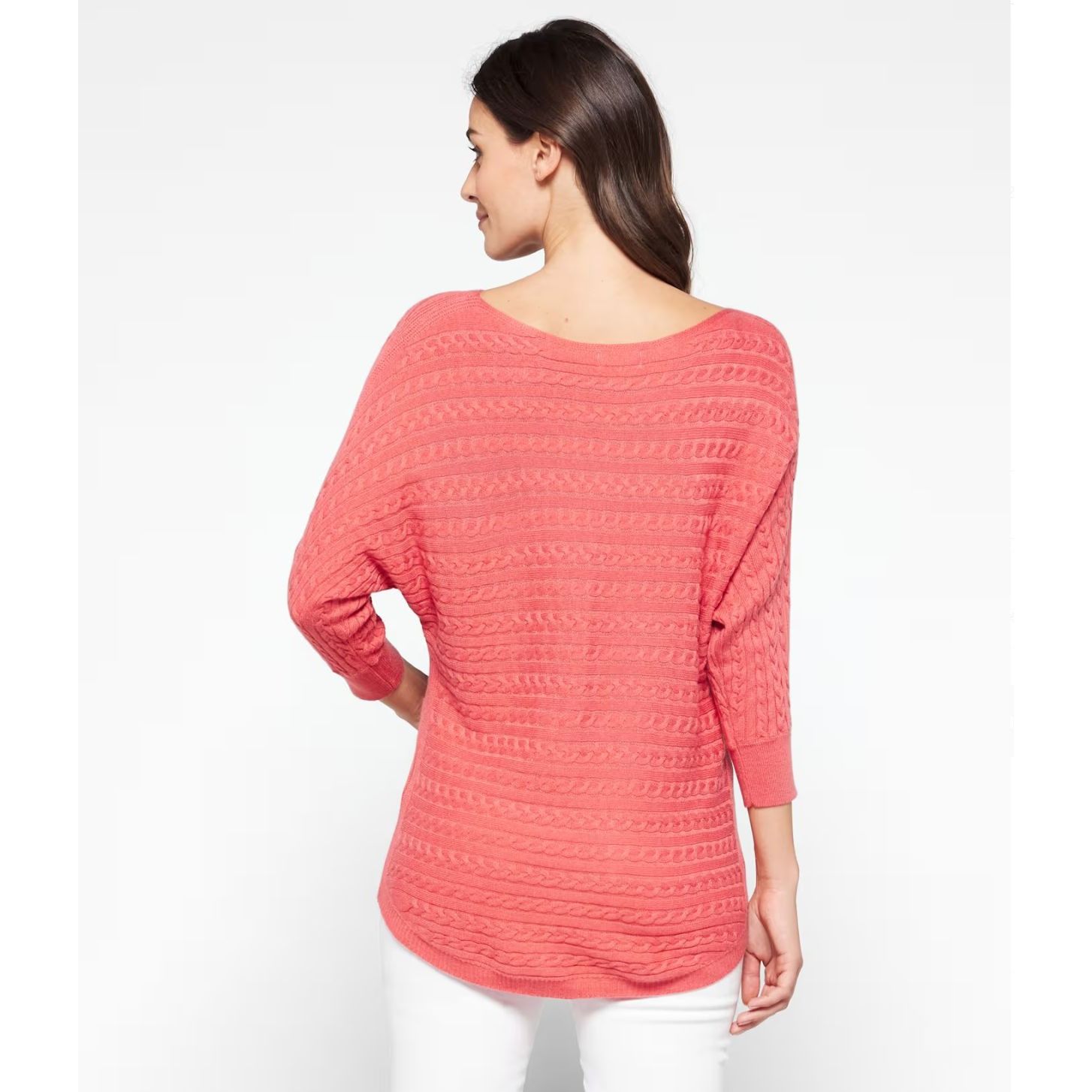 Other Market & Spruce Reviera Coral Cable Knit Dolman 3/4 Sweater Size S / US 4 / IT 40 - 2 Thumbnail