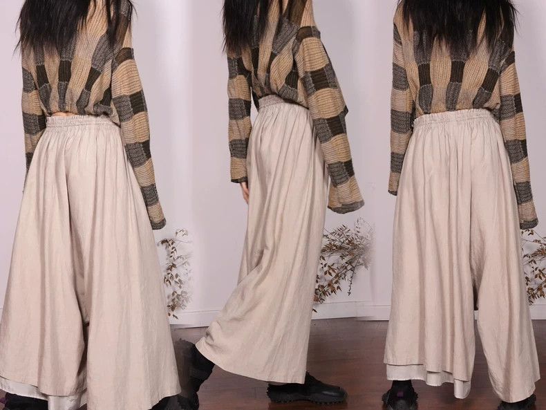 Yohji Yamamoto yohji yamamotoPure linen asymmetric wide-leg pants 2503-Nex Size 25" / US 0 / IT 36 - 2 Thumbnail
