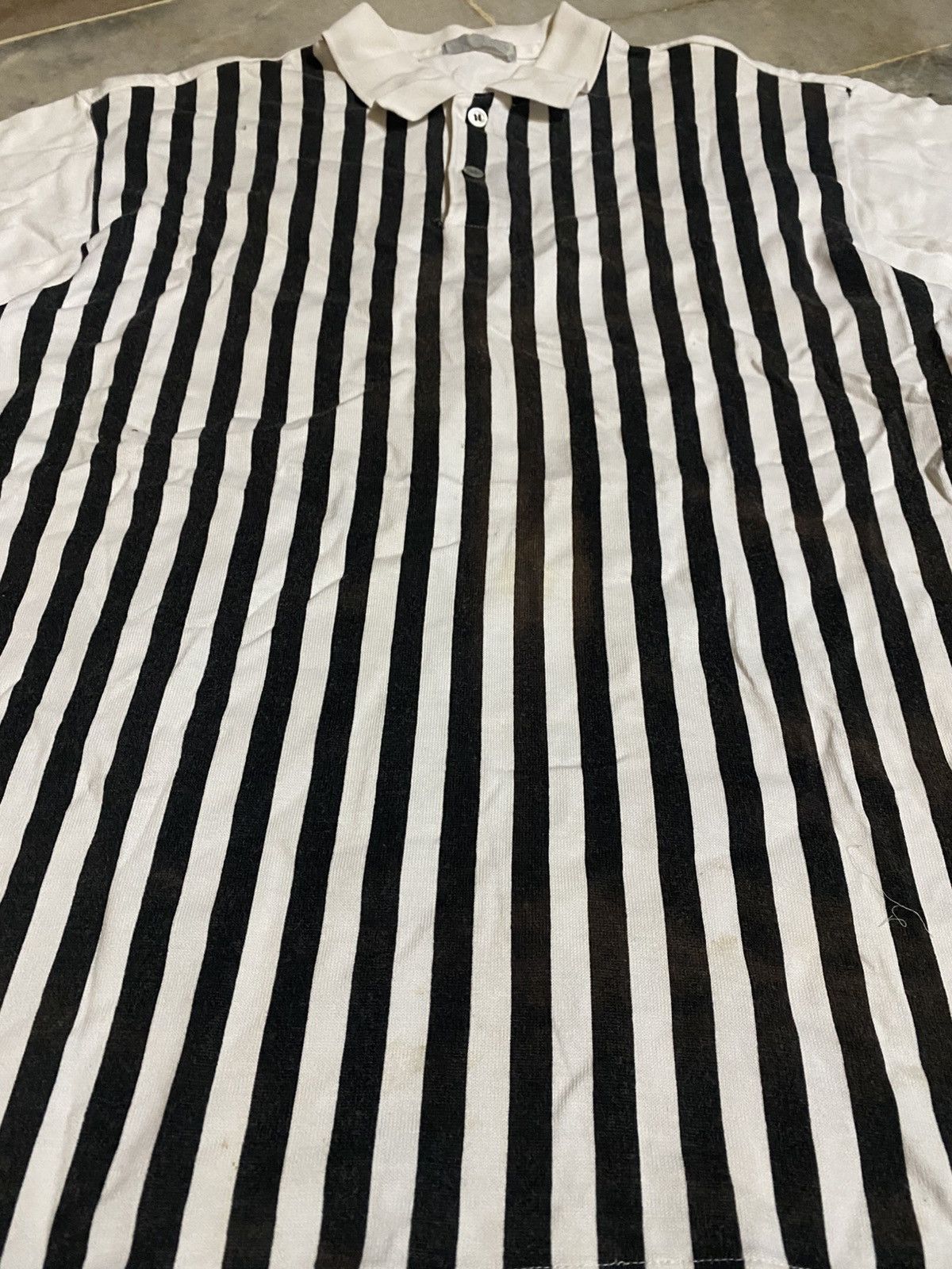 Comme des Garcons Homme Comme Des Garcons CDG Black And White Stripe Polo Shirt Size US M / EU 48-50 / 2 - 2 Thumbnail