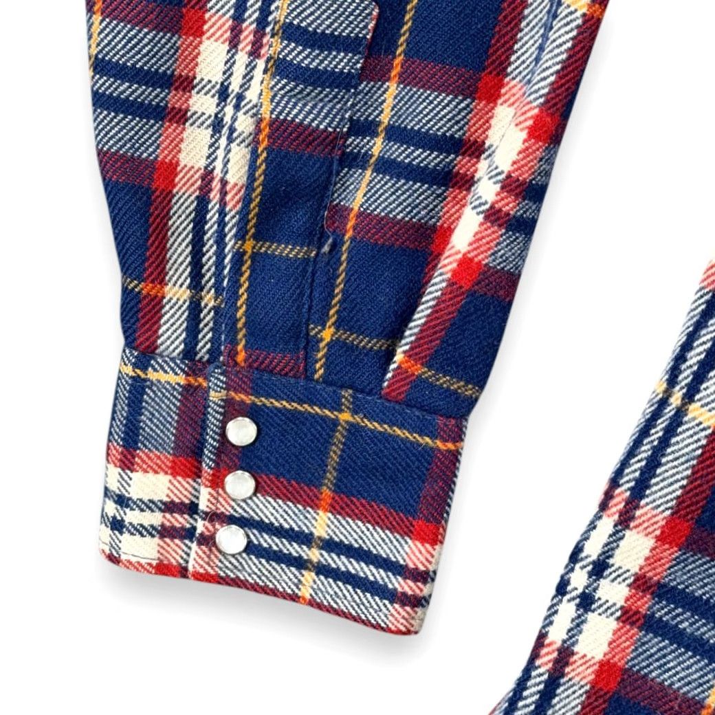 Vintage VINTAGE KP Western Shirt Adult LARGE Blue Red Plaid Acrylic Pearl Snap Workwear 70s Size US L / EU 52-54 / 3 - 7 Thumbnail