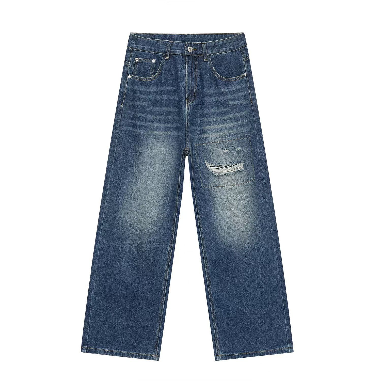 Japanese Brand × Jean Vintage patch ripped loose straight jeans Size US 30 / EU 46 - 6 Thumbnail