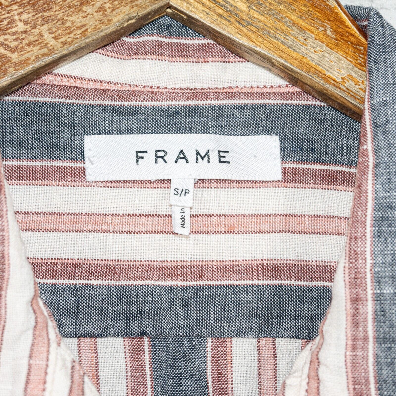 Frame FRAME Natural White Multi Stripe Linen Bib Shirt Blouse Size S / US 4 / IT 40 - 2 Thumbnail