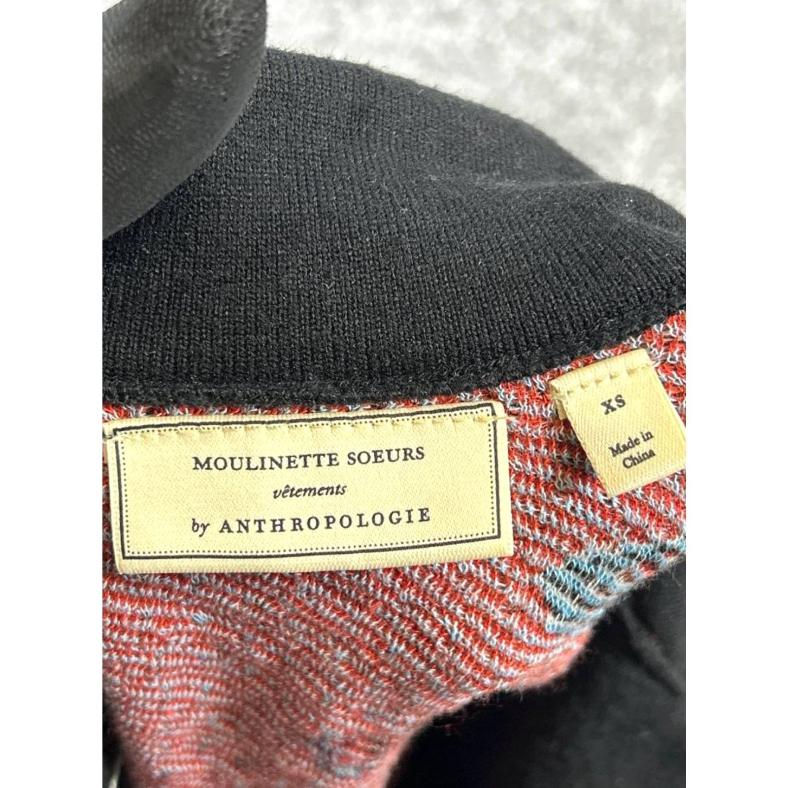 Vintage Moulinette Soeurs Sweater Womens XS Black Floral Knit Cardigan Open Front Cotton V-Neck Long Sleeve Winter Fall Spring Mens, Womens Size XS / US 0-2 / IT 36-38 - 3 Thumbnail