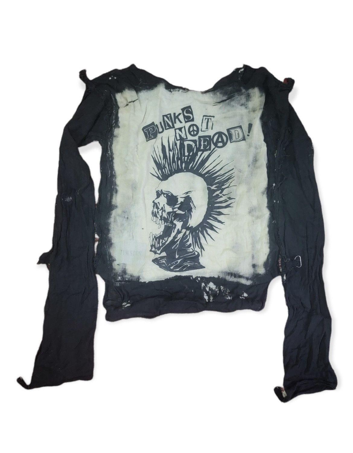 image of Band Tees x Vintage Exploited Band Punk Muslin Shirt Acid Wash in Acid Wash Black (Size Large)