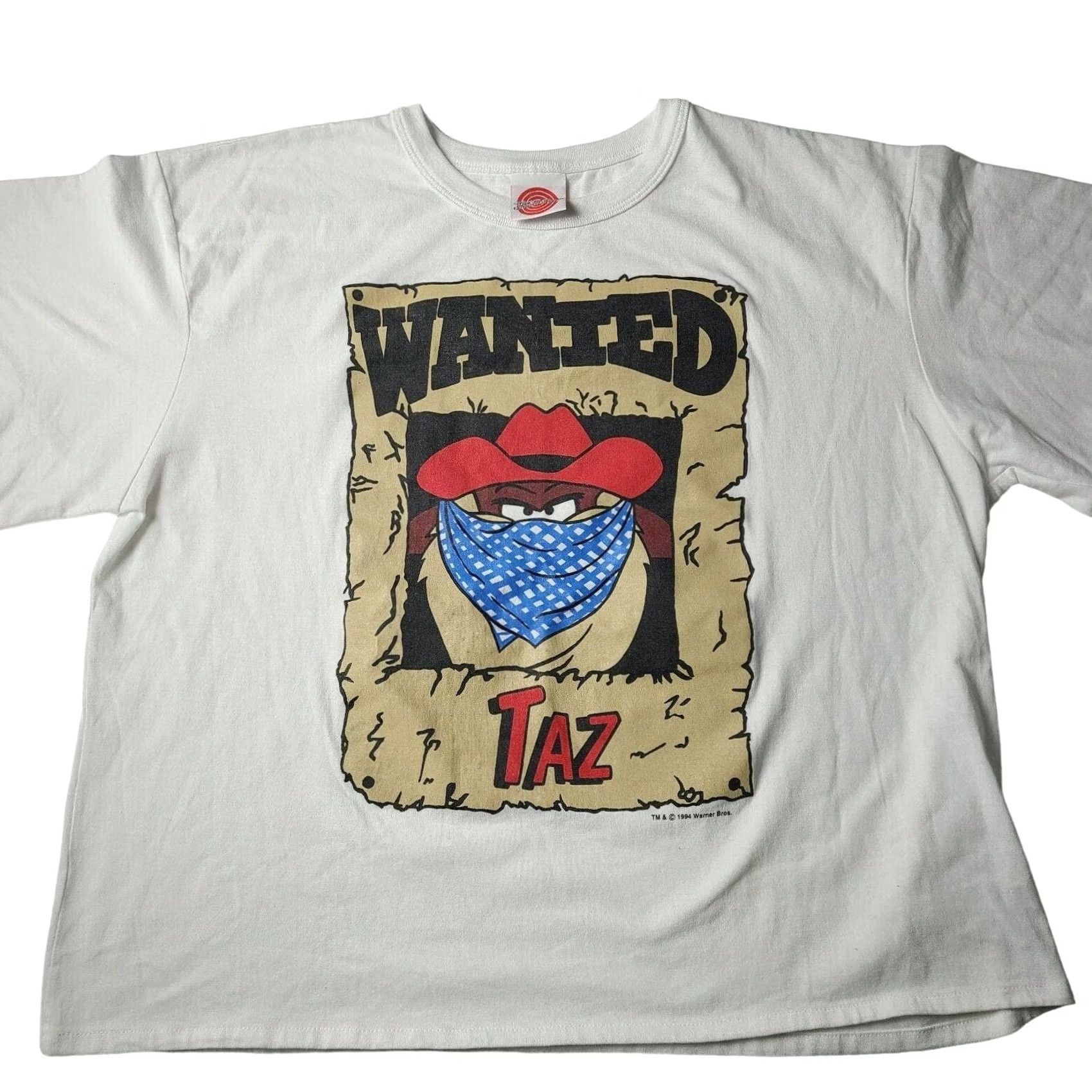 Vintage Vintage 1994 "Wanted Taz" Men's Shirt L Short Sleeve Crew Neck White 90s Looney Tunes Space Jam Tee Shirt Size US L / EU 52-54 / 3 - 2 Thumbnail