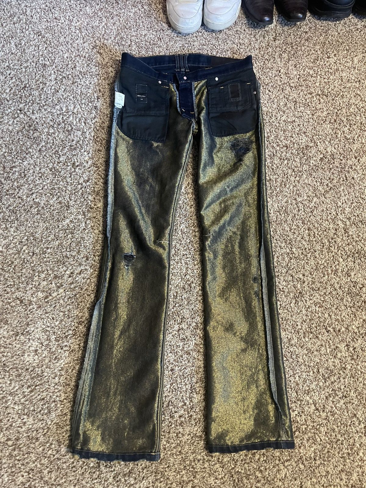 Roen Roen Made In Japan Gold Distressed Denim Jeans Size US 31 - 8 Thumbnail