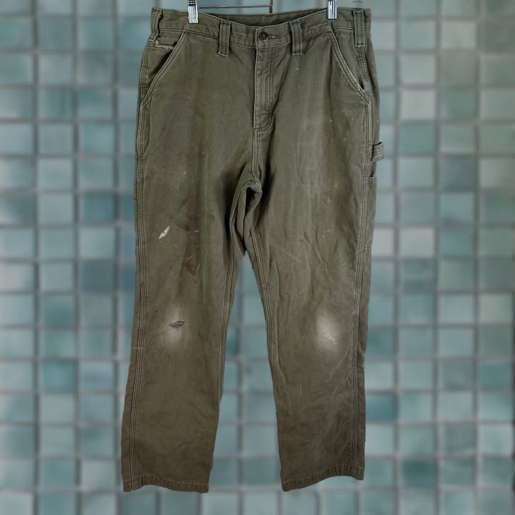 Carhartt VINTAGE Carhartt Canvas Carpenter Lined Distressed Pants Mens Size 34x32 Sage Green 10070 Grunge Workwear Size US 34 / EU 50 - 1 Thumbnail