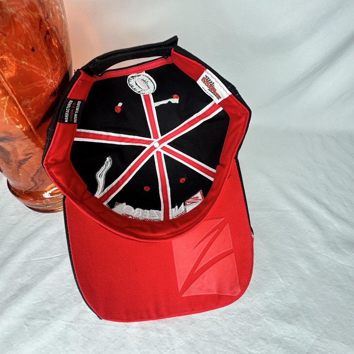 Other Vtg Net zero Racing Black Embroidered Flames Strapback Hat Size ONE SIZE - 4 Thumbnail