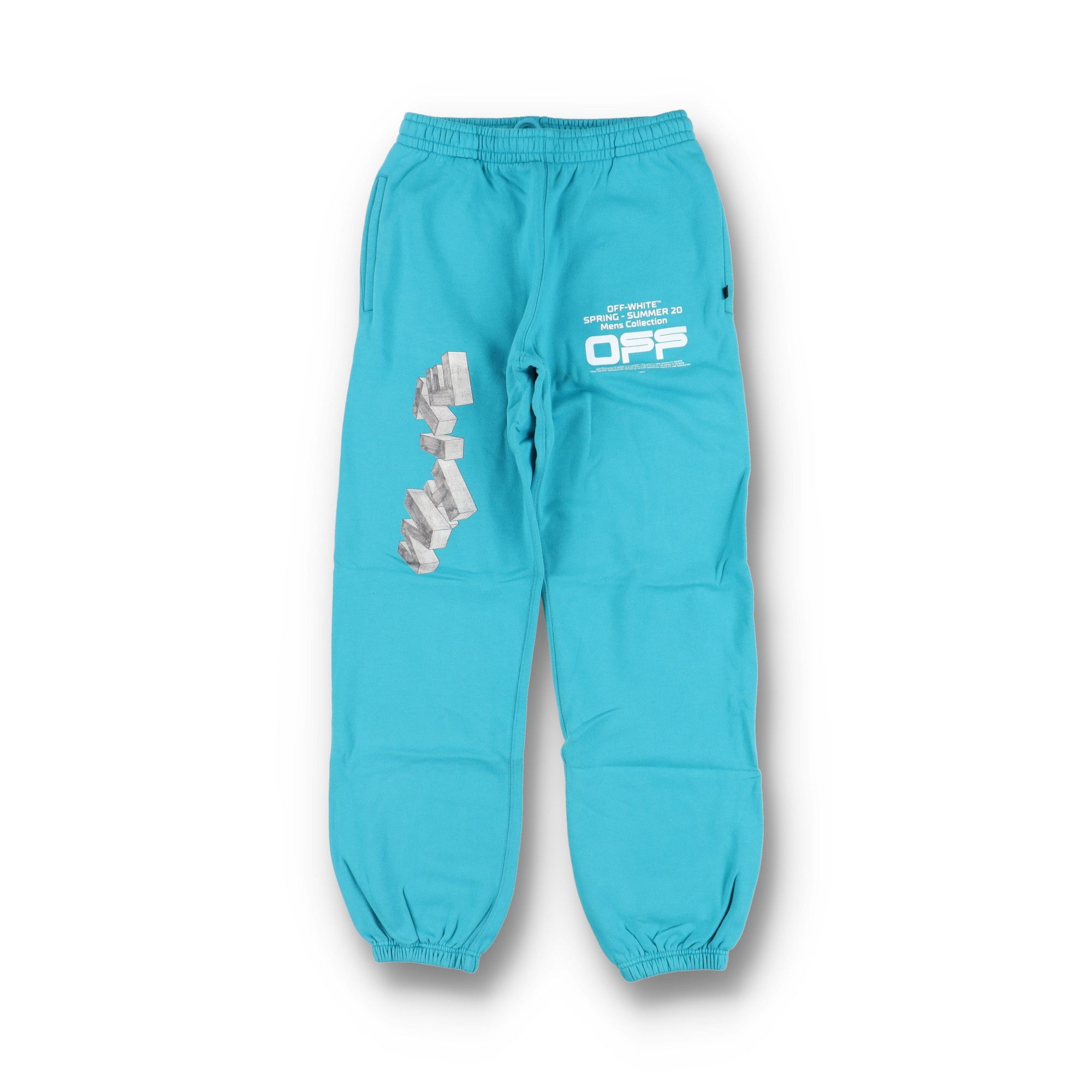 Off-White Petrol Blue Wavy Line Logo Arrows Sweatpants Size US 32 / EU 48 - 1 Thumbnail
