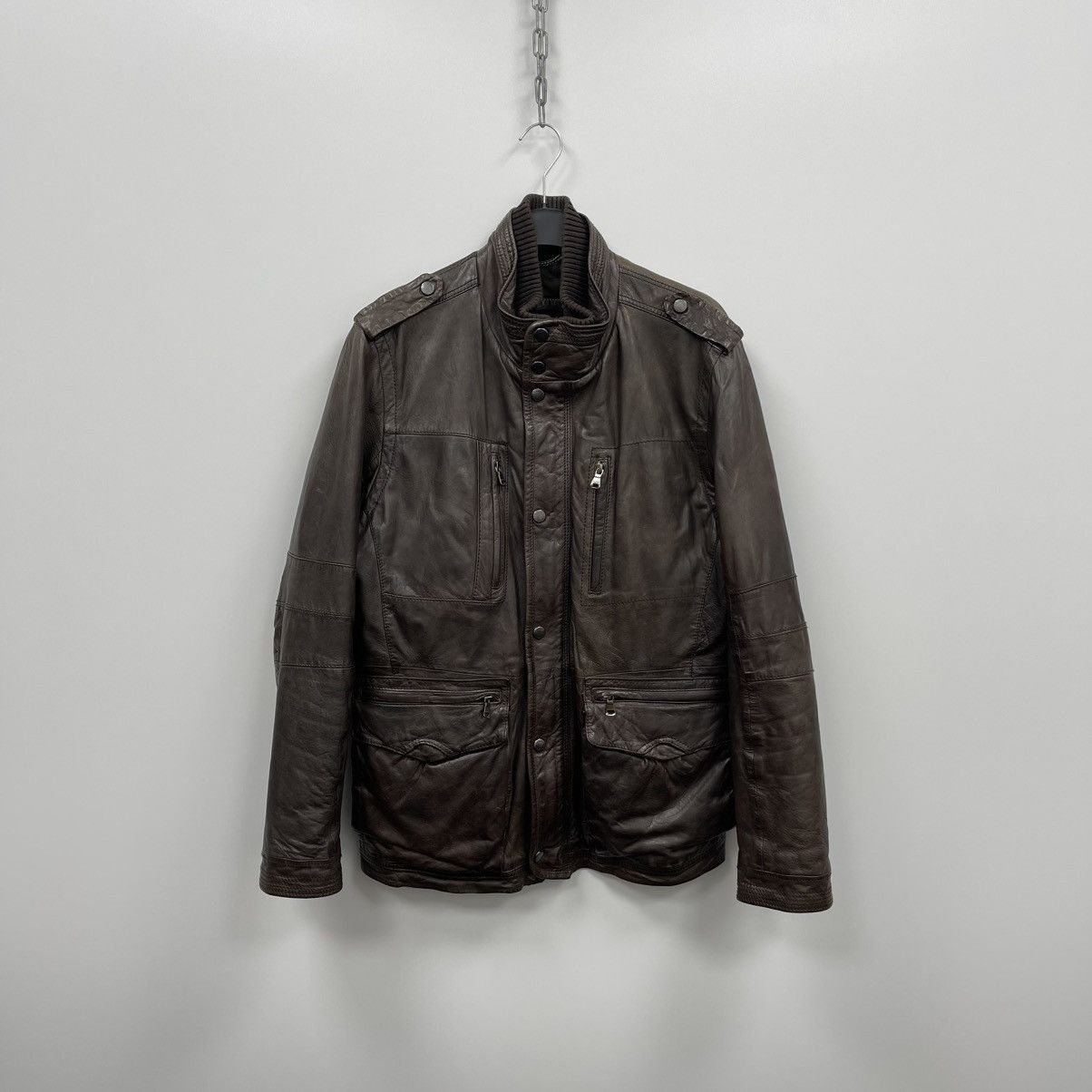 Hugo Boss Hugo Boss Noakh Lamb Leather Pocket Jacket Brown Size US M / EU 48-50 / 2 - 1 Thumbnail