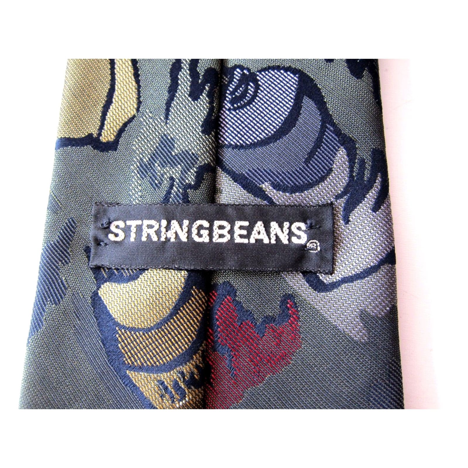 Vintage Vintage Stringbeans Green Tie Mens Silk Abstract Paint Made In USA Size ONE SIZE - 4 Thumbnail