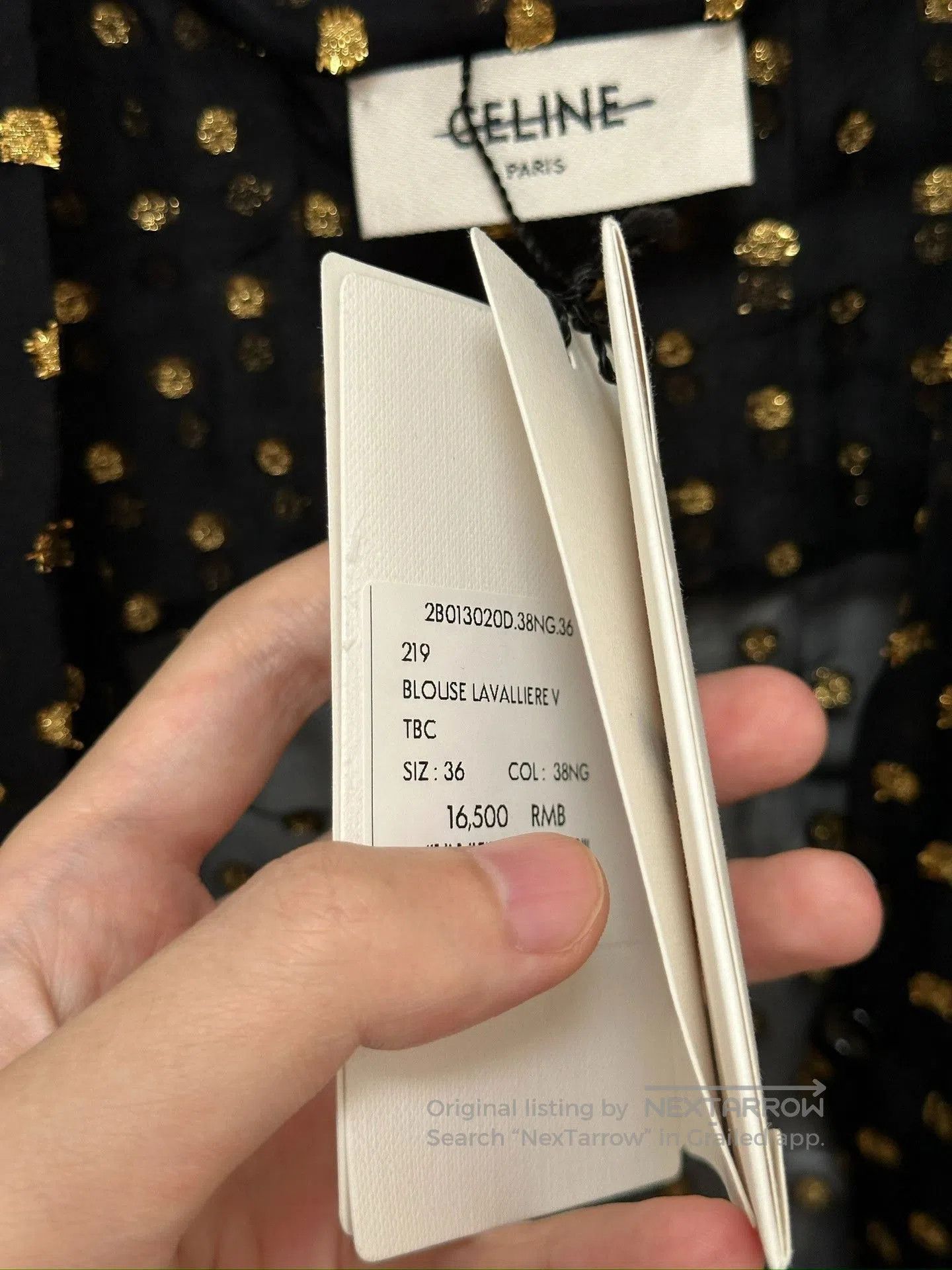 Celine Celine Black Gold Polka Dot Silk Shirt. Size XS / US 0-2 / IT 36-38 - 7 Thumbnail